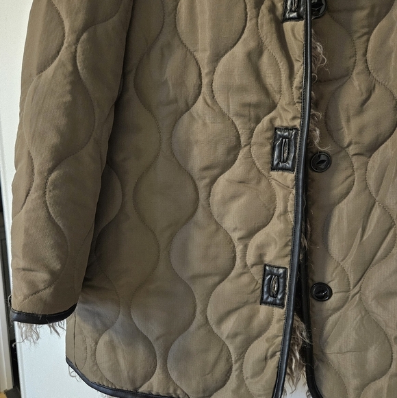 Joe Fresh Green and Black Teddy Jacket with Quilted Design - Picture 3 of 8